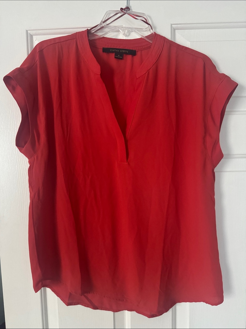 Cynthia Steffe Split V-Neck Cap Sleeve Blouse